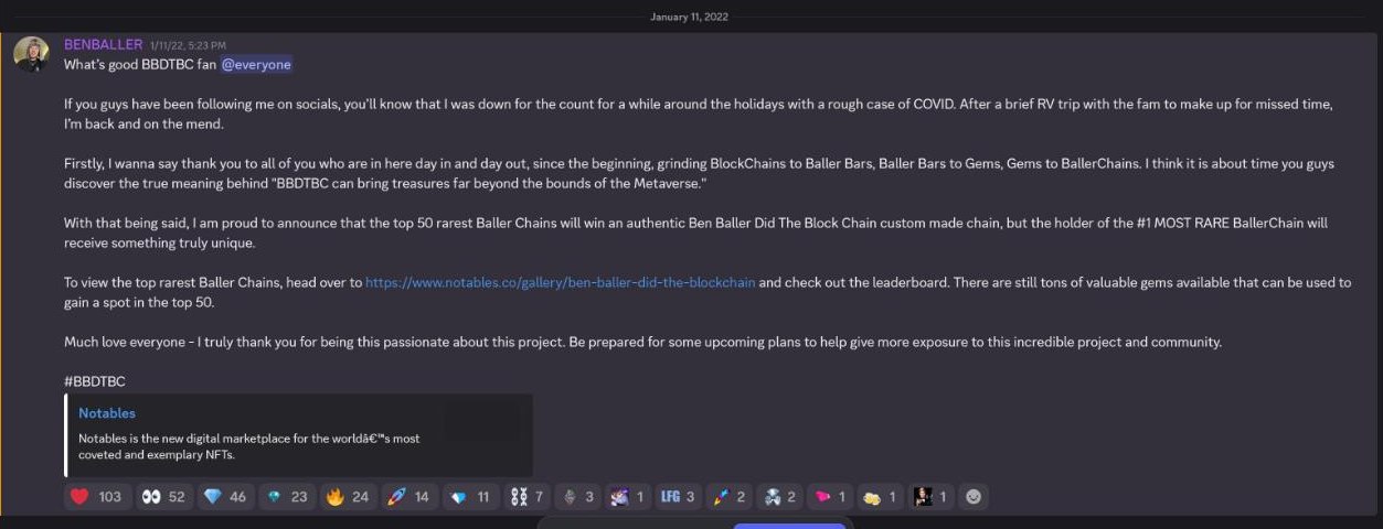 Screenshot of the Jan 11 2022 prize announcement in #announcements